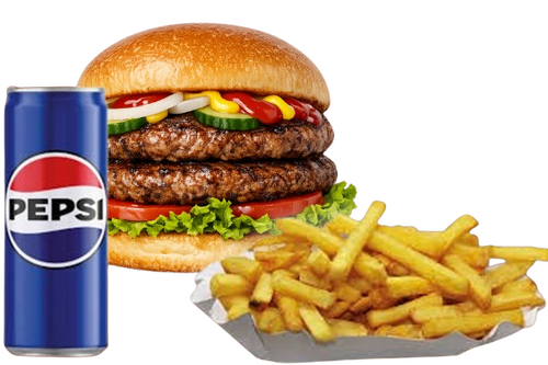 Don Carlos Pizzéria - Dupla Hamburger Menü - Hamburger menü - Online rendelés